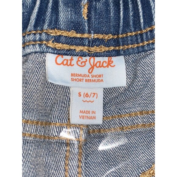 Cat & Jack Little Boys Bermuda Denim Shorts Stretch Fabric & Drawstring Small - Picture 5 of 8
